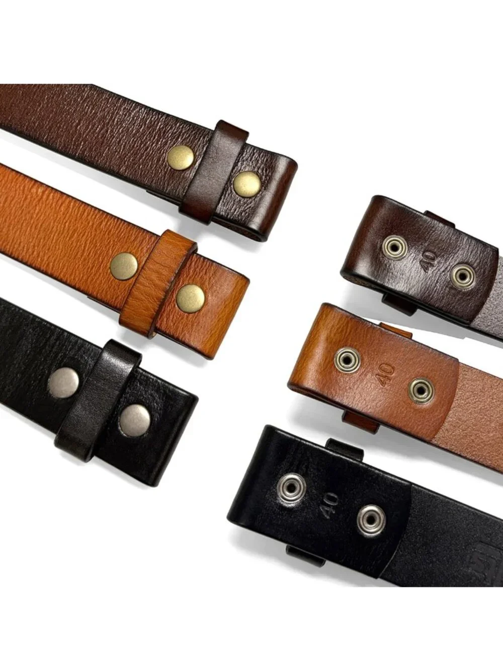 Heavy-Duty 100% Full Grain Leather Belt Straps - No Slot Hole, 1.5” Wide Options